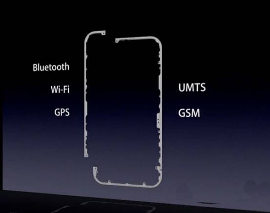 iPhone4の金属製フレーム構造